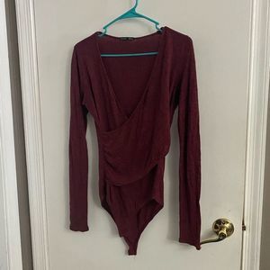 ZARA Long Sleeve faux wrap Body Suit